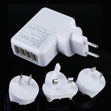 4 Port evrensel USB seyahat şarj Wall AC adaptörü için ev, Multi Tak