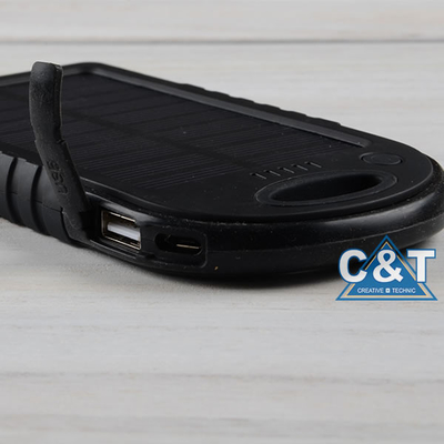 Çift USB Bağlantı Noktası Yedek Güç Bandı, 5000mAh Güneş Pili Yedekleme Harici Akü
