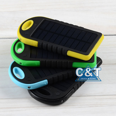 Çift USB Bağlantı Noktası Yedek Güç Bandı, 5000mAh Güneş Pili Yedekleme Harici Akü