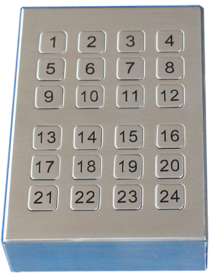 Sağlam vandalizm USB masaüstü 24 düz Keys Metal Tuş takımı fırçalanmış
