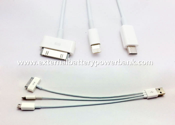 Mikro / 4G / 8Pin Konnektörlü 3&#39;üncü 1 Yuvarlak USB Şarj Kablosu