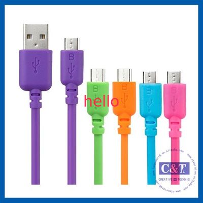 Renkli Mikro Smartphone USB Veri Aktarımı Kablosu Yüksek Hızlı 2&#39;si bir arada