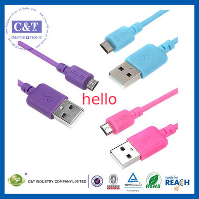 Renkli Mikro Smartphone USB Veri Aktarımı Kablosu Yüksek Hızlı 2&#39;si bir arada